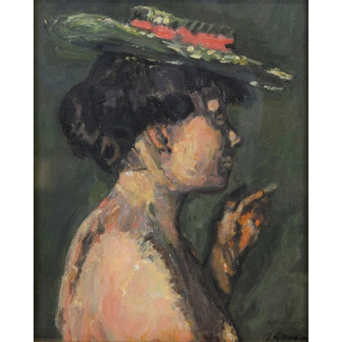 228 - AFTER WALTER SICKERT OIL ON BOARD ‘The Cigarette’ (Jeanne Daurmont)Indistinctly signed verso 9 ½” x ... 