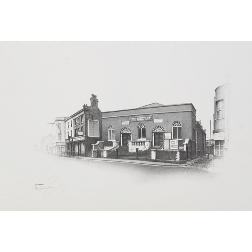 172 - MARC GRIMSHAW ARTIST SIGNED LIMITED EDITION PRINT OF A PENCIL DRAWING 'United Reform Church, Salford... 