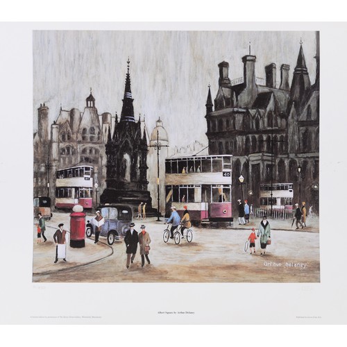 174 - ARTHUR DELANEY LIMITED EDITION PRINT Albert Square Numbered in pencil 31/850 BOB JONES COLOUR PRINT ... 