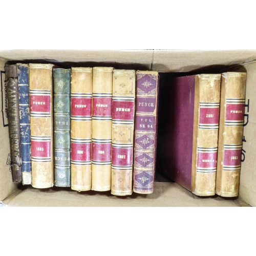 97 - A selection of PUNCH volumes, 1982 through to 1986 uniformly bound with a selection of other volumes... 