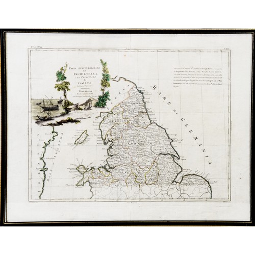 129A - AFTER G ZULIANI BY G PITTERI ANTIQUE HAND COLOURED MAP OF THE NORTHERN PART OF ENGLAND AND WALES12” ... 