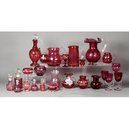 173 - SELECTION OF 29 PIECES OF VICTORIAN and LATER CRANBERRY GLASS (29)