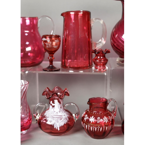 173 - SELECTION OF 29 PIECES OF VICTORIAN and LATER CRANBERRY GLASS (29)