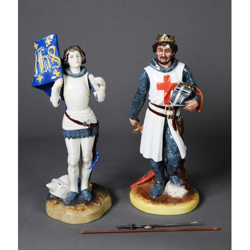 62 - TWO ROYAL DOULTON CHINA FIGURES, comprising: RICHARD THE LIONHEART, HN3675 and JOAN OF ARC, HN3681, ... 