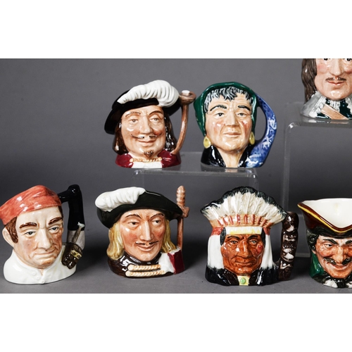 64 - THIRTEEN ROYAL DOULTON POTTERY SMALL CHARACTER JUGS, including: DON QUIXOTE, D6511, THE FALCONER, D5... 