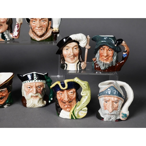 64 - THIRTEEN ROYAL DOULTON POTTERY SMALL CHARACTER JUGS, including: DON QUIXOTE, D6511, THE FALCONER, D5... 