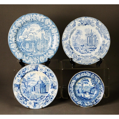 83 - GROUP OF 18TH CENTURY AND EARLY 19TH CENTURY CREAMWARE AND PEARLWARE PLATES; decorated in architectu... 