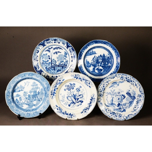 85 - GROUP OF PLATES AND DISHES, mainly 19th century Opaque China and Pearlware, including a 'British Flo... 