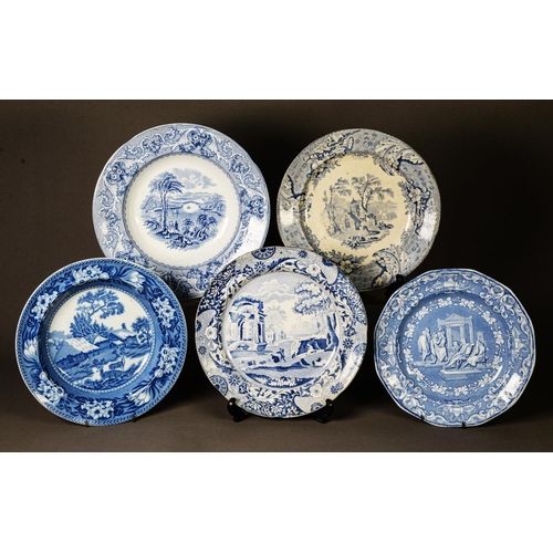 87 - GROUP OF 19TH CENTURY POTTERY AND OPAQUE CHINA DISHES, including 'Ulysses Weeps at the song of Demod... 