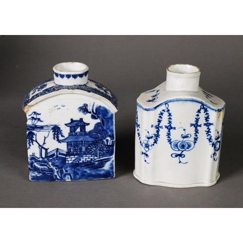 97 - AN 18TH CENTURY PLYMOUTH CREAMWARE TEA CADDY, decorated with swags and festoons; plus a similar peri... 