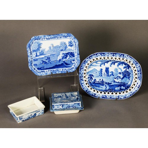 98 - 18TH CENTURY BLUE & WHITE SOFT PASTE PORCELAIN SOAP BOX, marked with an S - possibly Caughley Sa... 