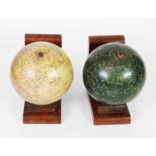 46 - GLOBES: Pair of Philip’s Popular Celestial and Terrestrial Globe BOOKENDS, c.1950, the first marked ... 