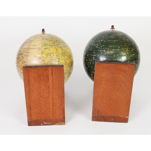 46 - GLOBES: Pair of Philip’s Popular Celestial and Terrestrial Globe BOOKENDS, c.1950, the first marked ... 