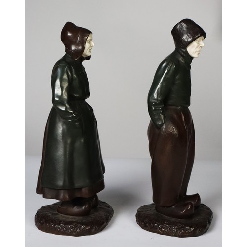 39 - PAUL D’AIRE (fl. 1890-1910), PAIR OF COLD PAINTED BRONZE AND IVORY FIGURES OF DUTCH PEASANTS, circa ... 