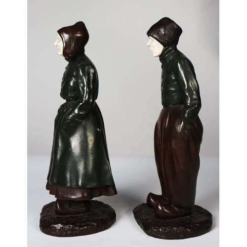 39 - PAUL D’AIRE (fl. 1890-1910), PAIR OF COLD PAINTED BRONZE AND IVORY FIGURES OF DUTCH PEASANTS, circa ... 