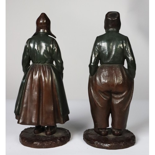 39 - PAUL D’AIRE (fl. 1890-1910), PAIR OF COLD PAINTED BRONZE AND IVORY FIGURES OF DUTCH PEASANTS, circa ... 