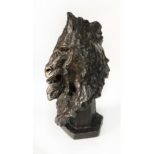 41 - H R ANEZ (NINETEENTH/ TWENTIETH CENTURY)BROWN PATINATED BRONZE BUST‘Mandril’ Inscribed: MANDRIL, APR... 