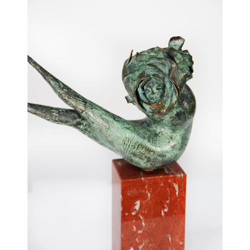 42 - CARLO ZOLI (b.1959)GREEN PATINATED BRONZE SCULPTURE‘Ginevra’ Circular seal type foundry mark, faint ... 