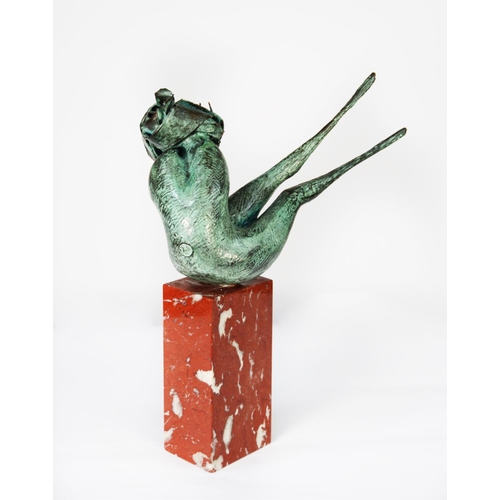 42 - CARLO ZOLI (b.1959)GREEN PATINATED BRONZE SCULPTURE‘Ginevra’ Circular seal type foundry mark, faint ... 