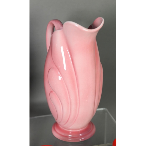 14 - EXPRESS DAIRY CO., LTD., SQUAT BALUSTER LARGE VASE with wavy top and domed cover with bud finial, cr... 