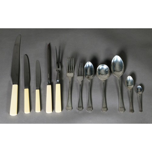 12 - G.M. & S, SILVER PLATED TABLE SERVICE OF HARLEY PATTERN CUTLERY, for twelve persons, 105 pieces,... 