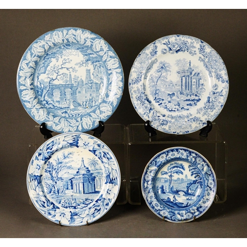 21 - GROUP OF 18TH CENTURY AND EARLY 19TH CENTURY CREAMWARE AND PEARLWARE PLATES; decorated in architectu... 