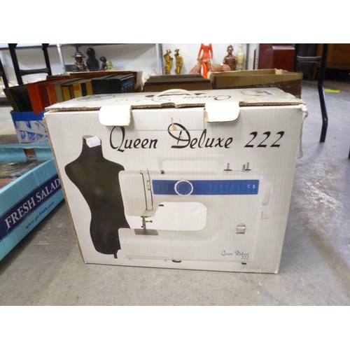 46 - QUEEN DELUXE 220 PORTABLE SEWING MACHINE (BOXED)