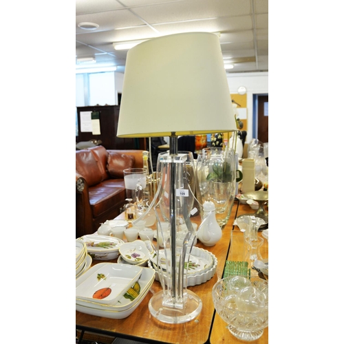 109 - PERSPEX TABLE LAMP, WITH A WAVY COLUMN AND THE SHADE