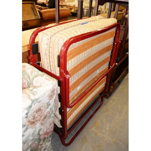 335 - FOLD-AWAY Z-BED, HAVING METAL FRAME AND WOODEN SLATS