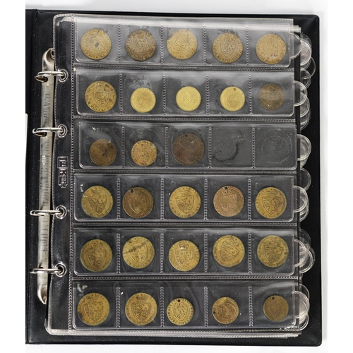 436 - COINS & TOKENS: Album of 19th century Spade Guinea gaming tokens, inscribed 'In Memory of the Go... 