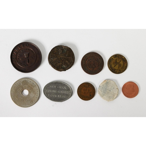 396 - TOKENS & COINAGE: 1930s Scottish masonic bronze stock penny, a British West Africa 1908 penny, a... 