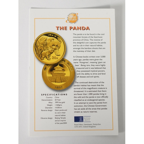 408 - GOLD COINS: 2004 fine gold 20 yuan 'The Panda' Royal Mint con from the Fine Gold Miniatures collecti... 