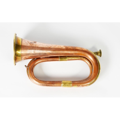 268 - VINTAGE COPPER AND BRASS BUGLE of typical form, 11