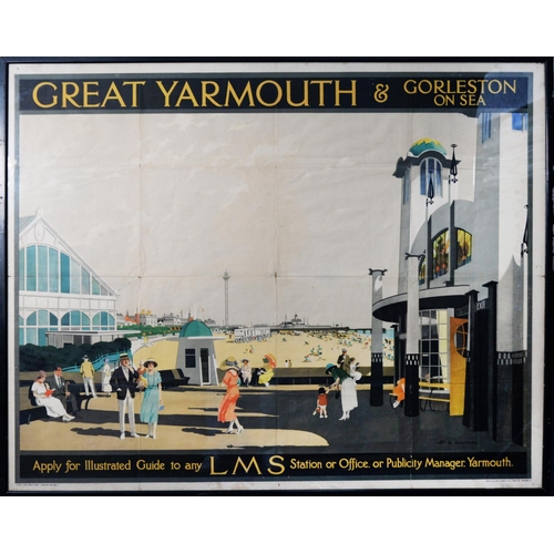 300 - RARE LONDON MIDLAND SERVICE 1935 RAILWAY POSTER: Great Yarmouth & Gorleston-on-Sea by Henry Geor... 