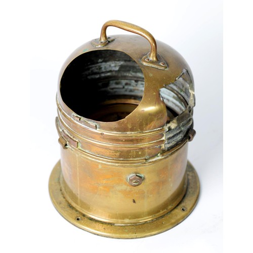 303 - Brass ships binnacle with gimble mounted compass, the label to the side reads 'PATT.0183 B/R/62, 10½... 