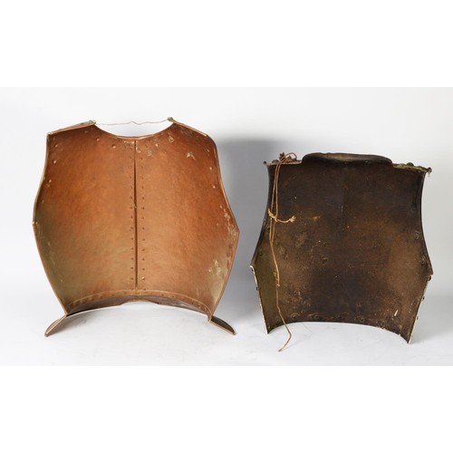 304 - REPRODUCTION: Part suit of copper armor including helmet, gauntlets, breastplate and an associated b... 