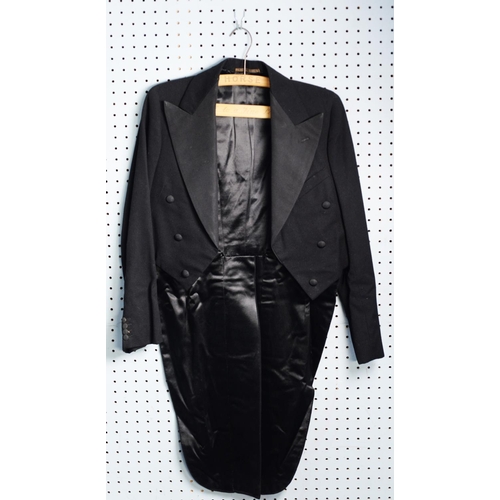 463 - FRAZERS OF PERTH LTD., GENTLEMAN'S BLACK MORNING SUIT of two pieces, the tailed jacket with broad re... 