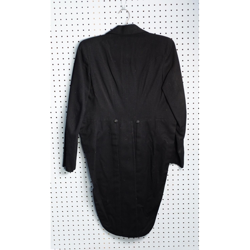 463 - FRAZERS OF PERTH LTD., GENTLEMAN'S BLACK MORNING SUIT of two pieces, the tailed jacket with broad re... 