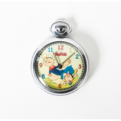 84 - SMITHS POPEYE VINTAGE POCKET WATCH, MECHANICAL MOVEMENT, steel case, the pictorial dial depicts Pope... 