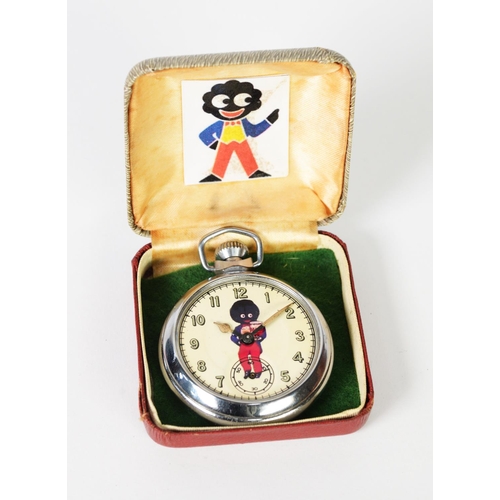 92 - PROBABLE INGERSOL VINTAGE POCKET WATCH ADVERTISING ROBERTSONS JAM, chrome case with arabic pictorial... 