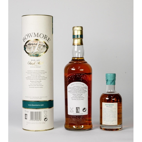 110 - TWO BOTTLES OF SINGLE MALT SCOTCH WHISKY FROM ISLAY, comprising: BOWMORE, AGED 12 YEARS, in card tub... 