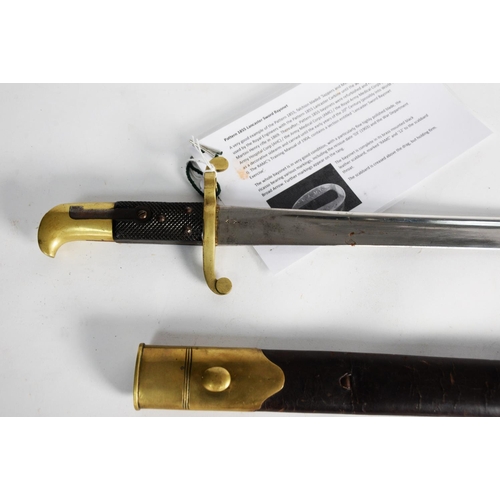 9 - PATTERN 1855 LANCASTER SWORD BAYONET. A FALCHION BLADED 'SAPPERS & MINERS' BAYONET with good pol... 