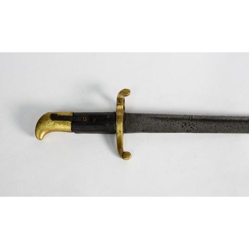 10 - PATTERN 1855 LANCASTER FALCHION BLADED SWORD BAYONET C/R- in poor condition without scabbard