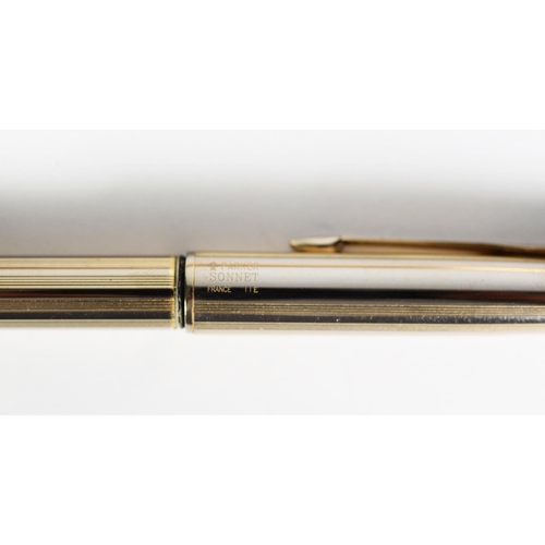 317 - PARKER 12ct ROLLED GOLD FOUNTAIN PEN, also a PARKER SONNET GOLD PLATED BALL-POINT PEN (2)