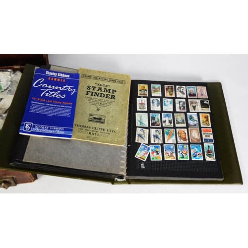 167 - STAMPS, CARTON CONTAINING 5 BINDERS OF AN ALL-WORLD NATURE plus small suitcase of accessories