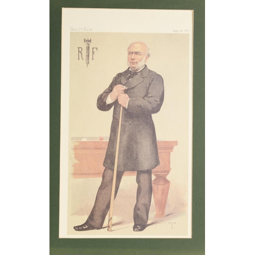 62 - BILLIARD RELATED PRINTS, viz 3 'Spy' portrtaits for Vanity Fair, 1885; 3 Embassy Snooker Celebrities... 