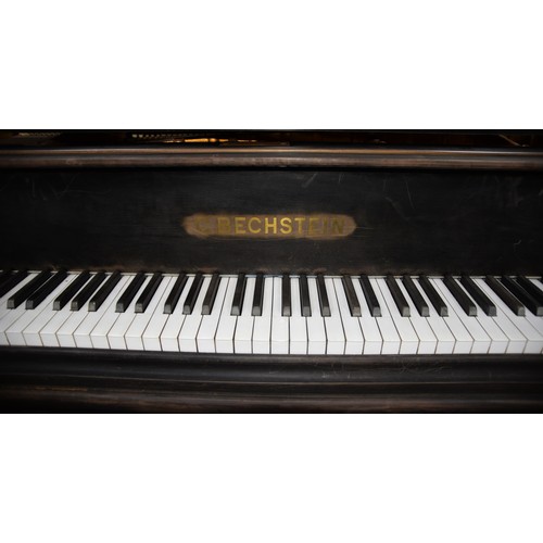 143 - C BECHSTEIN, EARLY TWENTIETH CENTURY EBONISED MAHOGANY CASED SEMI-CONCERT GRAND PIANO, with square l... 