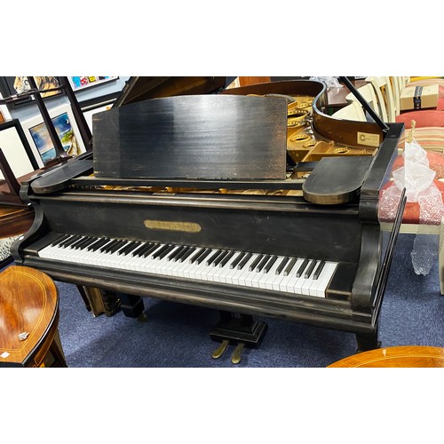 143 - C BECHSTEIN, EARLY TWENTIETH CENTURY EBONISED MAHOGANY CASED SEMI-CONCERT GRAND PIANO, with square l... 