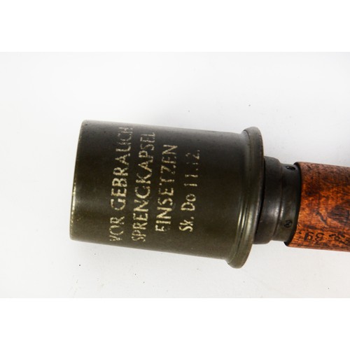 12 - GERMAN PRACTICE STICK GRENADE, stamped on the wooden handle HKZ 39, 14 1/2in (36.5cm) long, marked S... 