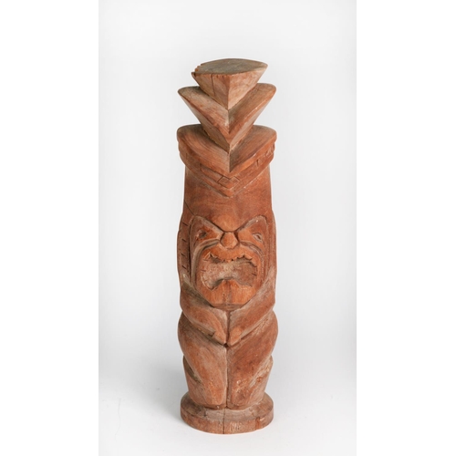 60A - FIJIAN CARVED SOFTWOOD TOTEM, 18 3/4in (47.5cm) high